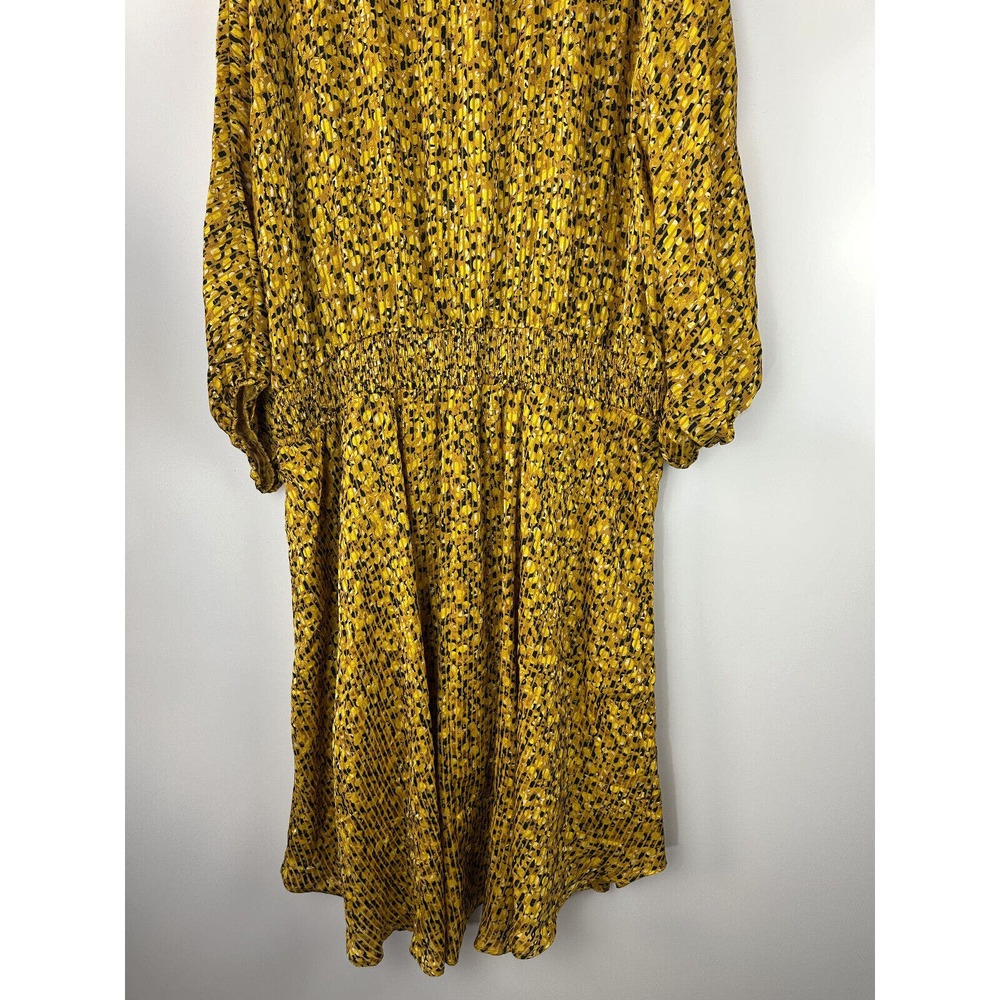 by Anthropologie Marigold Midi Dress Smocked V-Neck Gold Women's Plus Size 3X - Picture 6 of 14
